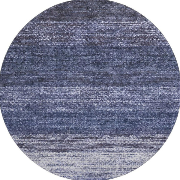 HomeRoots 8' Blue Ivory and Beige Abstract Washable Round Rug - UV Protected, Stain Resistant, Modern Style 665257