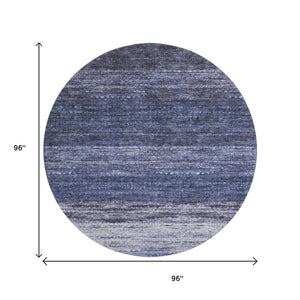 HomeRoots 8' Blue Ivory and Beige Abstract Washable Round Rug - UV Protected, Stain Resistant, Modern Style 665257