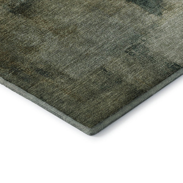 HomeRoots 8' Washable Round Rug in Brown, Beige & Ivory - UV Protected, Stain Resistant, Modern Abstract Design 665263