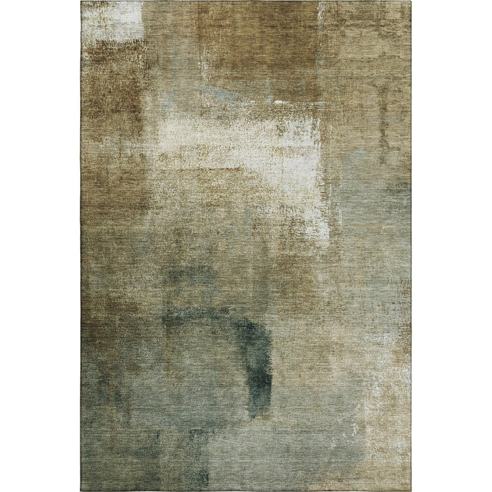 HomeRoots 8' X 10' Washable Brown Beige Ivory Abstract Area Rug with UV Protection for Family-Friendly Homes 665264