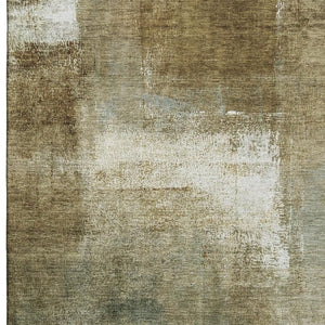 HomeRoots 10' X 14' Brown Beige Ivory Abstract Area Rug - Washable, UV Protected, Family-Friendly Style! 665266
