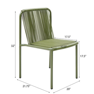 English Elm Christopher Knight Home® - Burgess Outdoor Stacking Dining Chair set of 4 — UV-Resistant PE Rattan with Iron Frame, Weatherproof Elegance Green 26.8 L x 22 W x 21.3 H N776P307914G