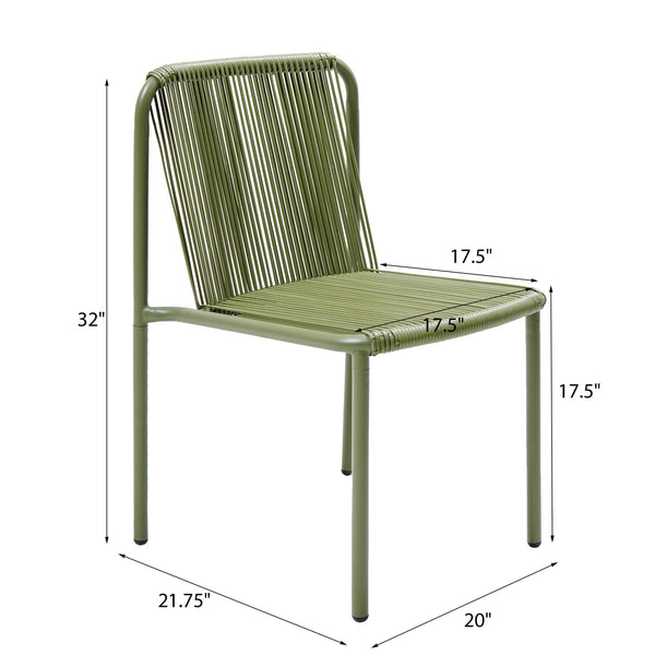 English Elm Christopher Knight Home® - Burgess Weather-Resistant Outdoor Stacking Dining Chair Set of 2 — UV-Proof PE Rattan with Iron Frame Green 23.75 L x 20.9 W x 19.5 H N776P234186G