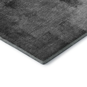 HomeRoots 8' Gray Silver and Charcoal Abstract Round Rug – Washable, UV Protected, Stain Resistant Design for Any Room 665269