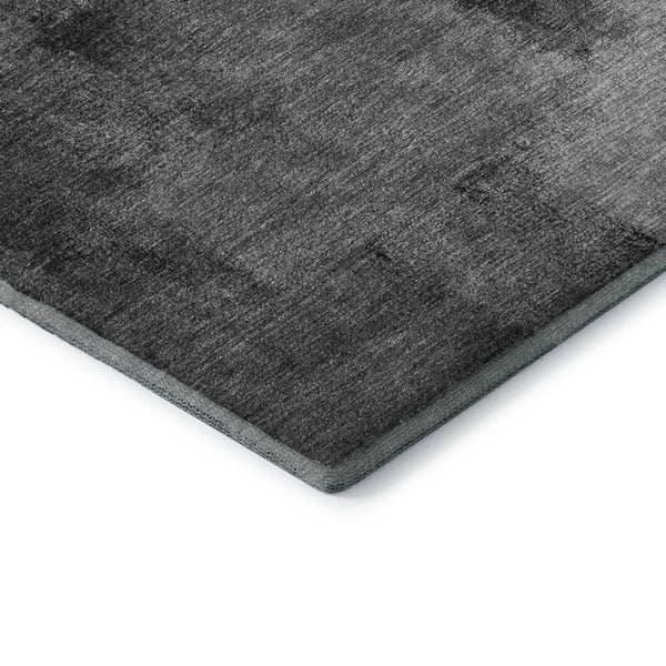 HomeRoots 8' Gray Silver and Charcoal Abstract Round Rug – Washable, UV Protected, Stain Resistant Design for Any Room 665269