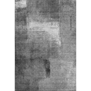 HomeRoots 9' X 12' Abstract Gray Silver Charcoal Area Rug - Durable, Washable & UV Protected for Modern Spaces 665271