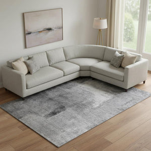 HomeRoots 9' X 12' Abstract Gray Silver Charcoal Area Rug - Durable, Washable & UV Protected for Modern Spaces 665271