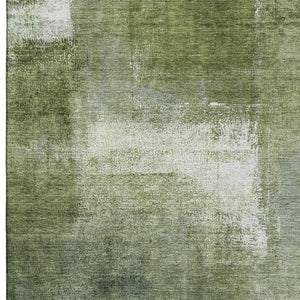 HomeRoots 5' X 8' Green and Ivory Abstract Area Rug - Washable, UV Protected, Durable Design for Any Space 665274