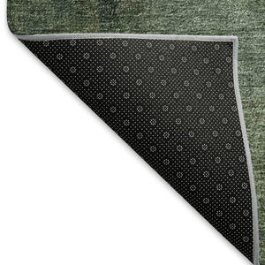 HomeRoots 8' X 10' Stylish Green and Ivory Abstract Area Rug - Washable, UV Protected, Stain Resistant Design 665276