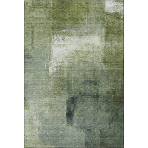 HomeRoots 8' X 10' Stylish Green and Ivory Abstract Area Rug - Washable, UV Protected, Stain Resistant Design 665276