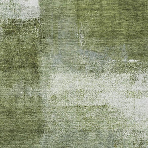 HomeRoots 9' X 12' Abstract Green And Ivory Washable Area Rug – Stain-Resistant, UV Protected, Durable Design 665277