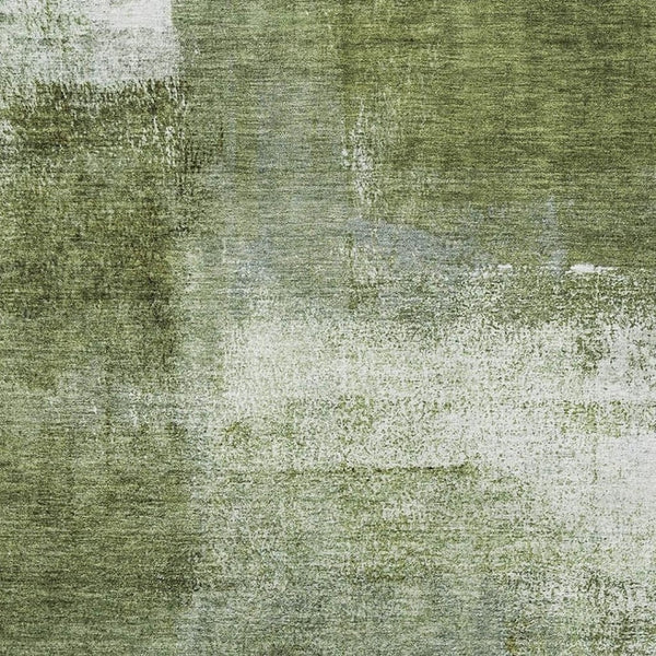 HomeRoots 9' X 12' Abstract Green And Ivory Washable Area Rug – Stain-Resistant, UV Protected, Durable Design 665277