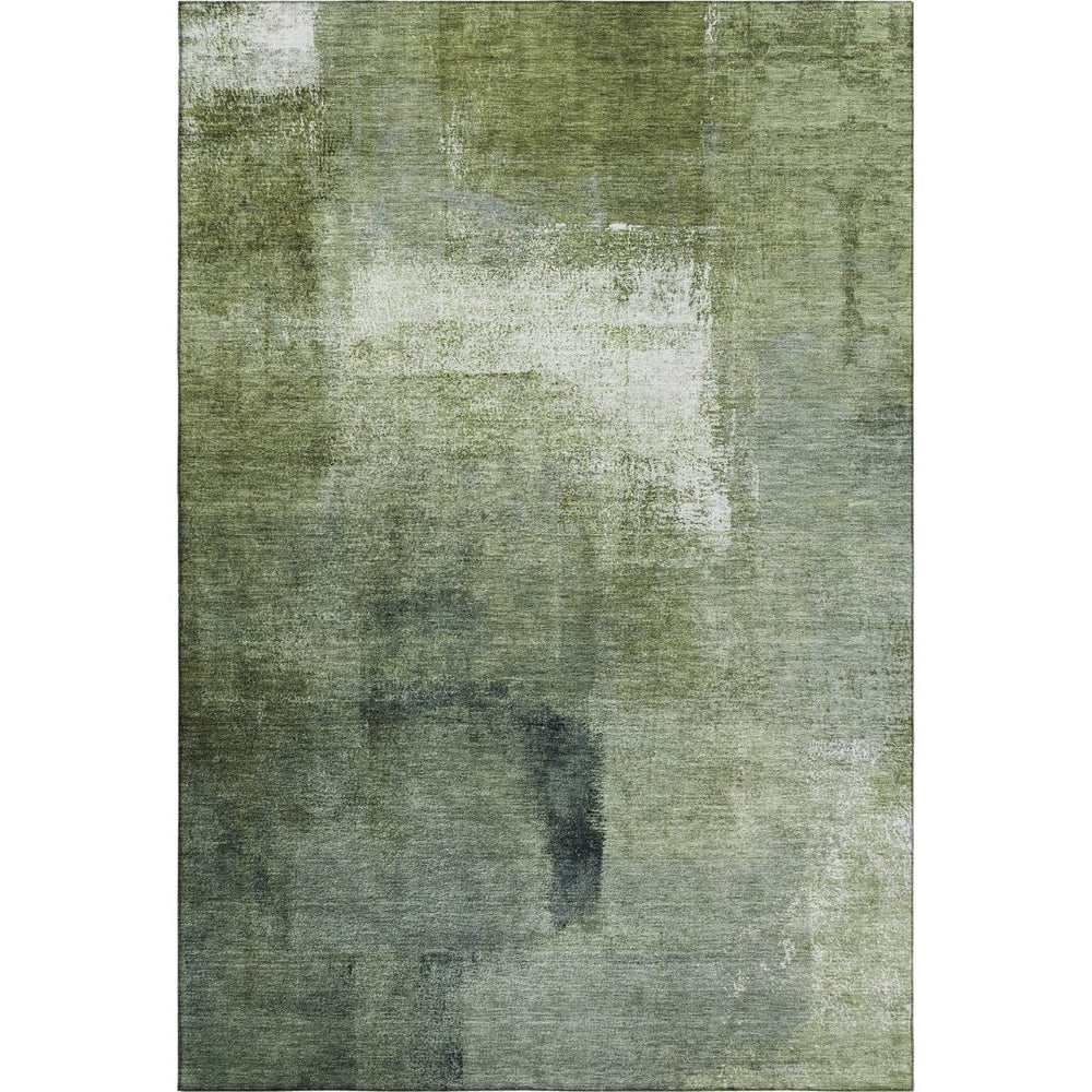 HomeRoots 10' X 14' Green And Ivory Abstract Area Rug - Washable, UV Protected, Ideal for Busy Homes & Decor 665278