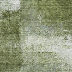 HomeRoots 10' X 14' Green And Ivory Abstract Area Rug - Washable, UV Protected, Ideal for Busy Homes & Decor 665278