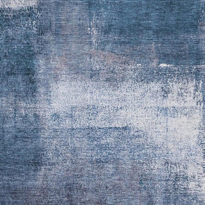 HomeRoots 5' X 8' Navy Blue & Ivory Abstract Washable Area Rug - Stylish, Durable, UV-Resistant Design for Homes 665280