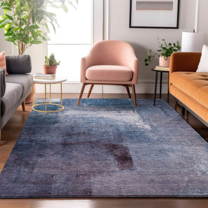 HomeRoots 9' X 12' Navy Blue and Ivory Abstract Area Rug - Washable, UV Protected, Durable & Stylish Design 665283
