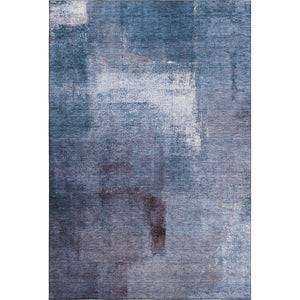 HomeRoots 9' X 12' Navy Blue and Ivory Abstract Area Rug - Washable, UV Protected, Durable & Stylish Design 665283