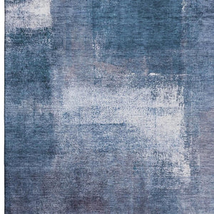 HomeRoots 9' X 12' Navy Blue and Ivory Abstract Area Rug - Washable, UV Protected, Durable & Stylish Design 665283