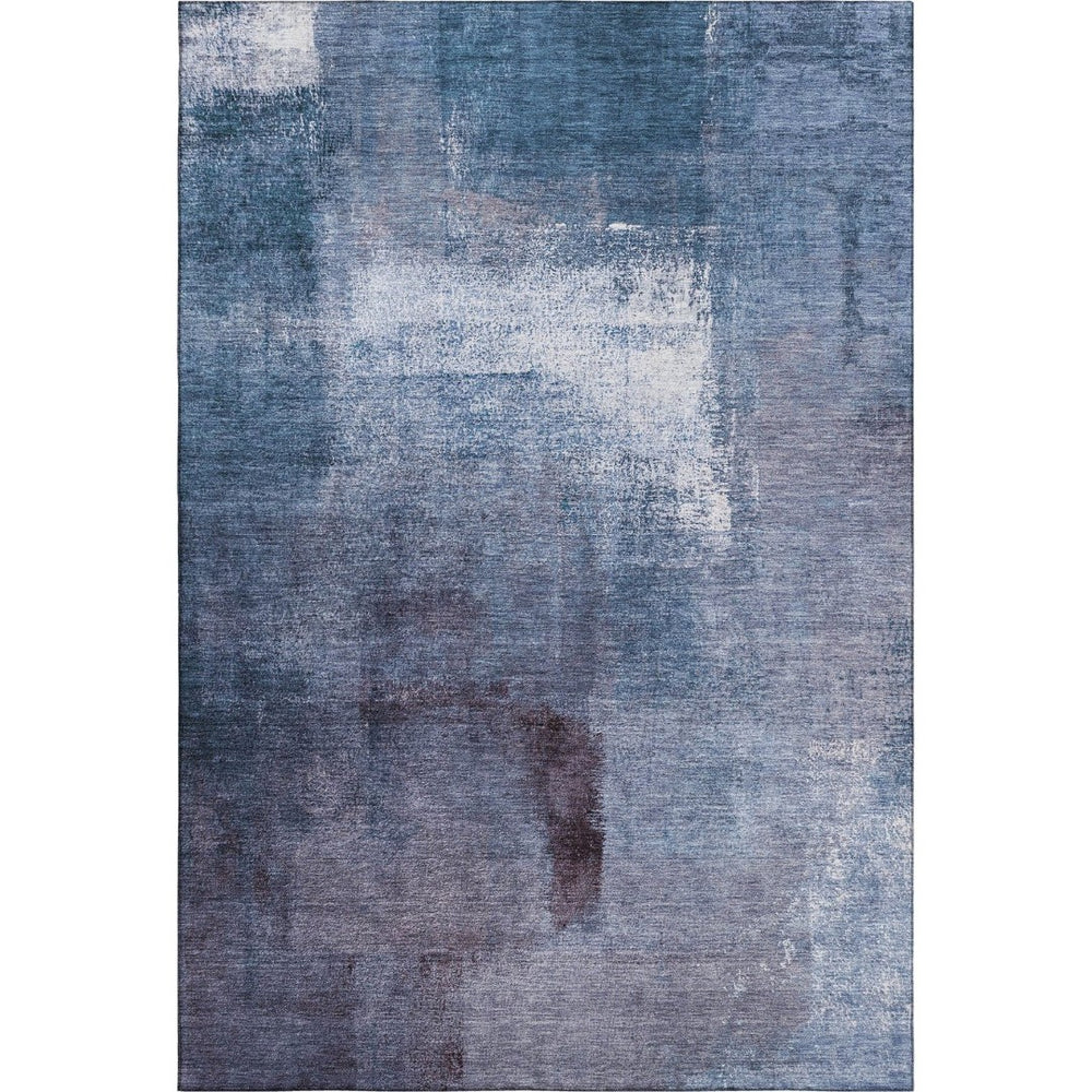 HomeRoots 10' X 14' Navy Blue & Ivory Abstract Area Rug – Durable, Washable, UV-Protected for Modern Spaces 665284