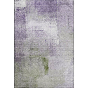 HomeRoots 8' X 10' Washable Purple Ivory Green Abstract Area Rug with UV Protection for Modern Living Spaces 665288