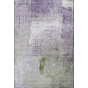 HomeRoots 10' X 14' Vibrant Purple, Ivory & Green Abstract Washable Area Rug with UV Protection for Homes 665290