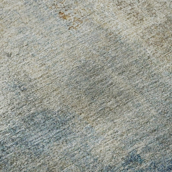 HomeRoots 8' Modern Abstract Taupe Blue Ivory Round Rug – Washable, UV-Protected, Durable for High-Traffic Spaces 665293