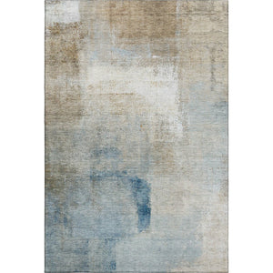 HomeRoots 10' X 14' Taupe Blue Ivory Abstract Washable Area Rug - Durable, UV-Protected, Ideal for Families 665296