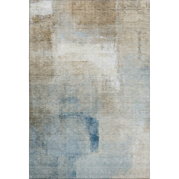 HomeRoots 10' X 14' Taupe Blue Ivory Abstract Washable Area Rug - Durable, UV-Protected, Ideal for Families 665296