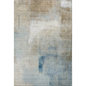 HomeRoots 10' X 14' Taupe Blue Ivory Abstract Washable Area Rug - Durable, UV-Protected, Ideal for Families 665296