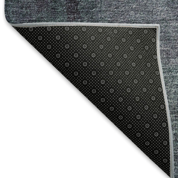 HomeRoots 8' Teal Ivory & Purple Abstract Washable Round Rug - Durable, UV Protected for High-Traffic Areas 665299