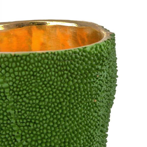 Jackfruit Decorative Vase Set of 3 – Unique Green Bronze Vessels with Gold Interior for Home Decor