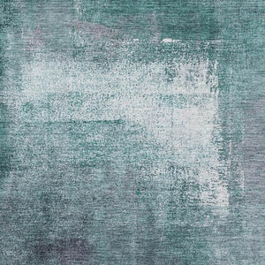 HomeRoots 8' X 10' Vibrant Teal, Ivory & Purple Abstract Washable Area Rug with UV Protection for Modern Homes 665300