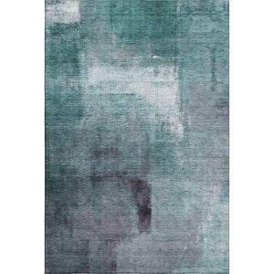 HomeRoots 10' X 14' Teal Ivory Purple Abstract Washable Area Rug - Soft, Durable, Stain Resistant, UV Protected 665302