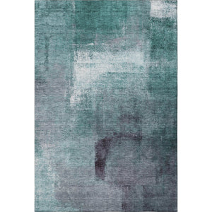 HomeRoots 10' X 14' Teal Ivory Purple Abstract Washable Area Rug - Soft, Durable, Stain Resistant, UV Protected 665302