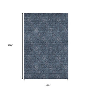 HomeRoots 10' Blue and Ivory Floral Washable Area Rug – Durable, UV-Protected, Perfect for High-Traffic Spaces! 665308