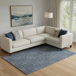HomeRoots 10' Blue and Ivory Floral Washable Area Rug – Durable, UV-Protected, Perfect for High-Traffic Spaces! 665308