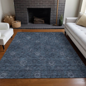 HomeRoots 10' Blue and Ivory Floral Washable Area Rug – Durable, UV-Protected, Perfect for High-Traffic Spaces! 665308