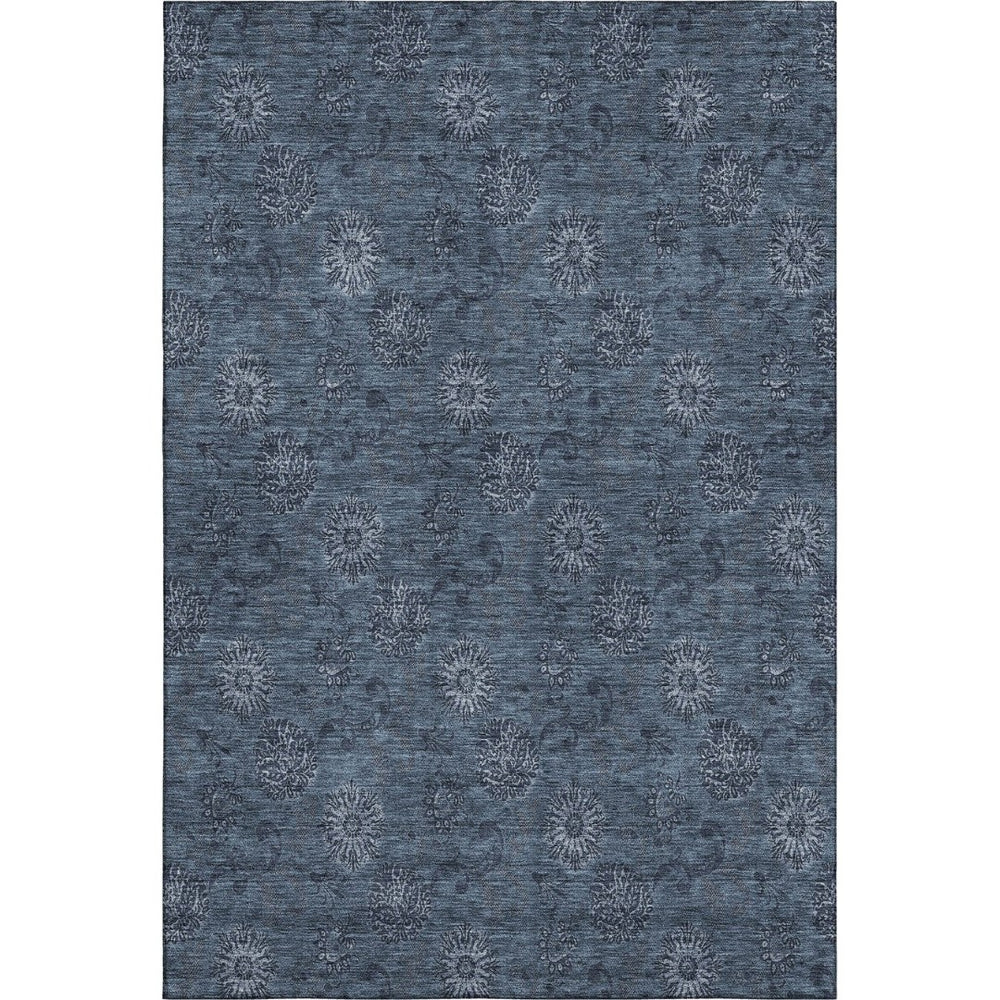 HomeRoots 10' Blue and Ivory Floral Washable Area Rug – Durable, UV-Protected, Perfect for High-Traffic Spaces! 665308