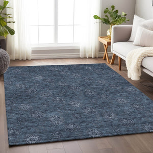 HomeRoots 10' Blue and Ivory Floral Washable Area Rug – Durable, UV-Protected, Perfect for High-Traffic Spaces! 665308