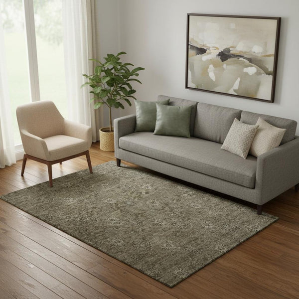 HomeRoots 5' X 8' Brown and Beige Floral Area Rug - Washable, UV-Protected, Pet-Friendly for Any Space 665310