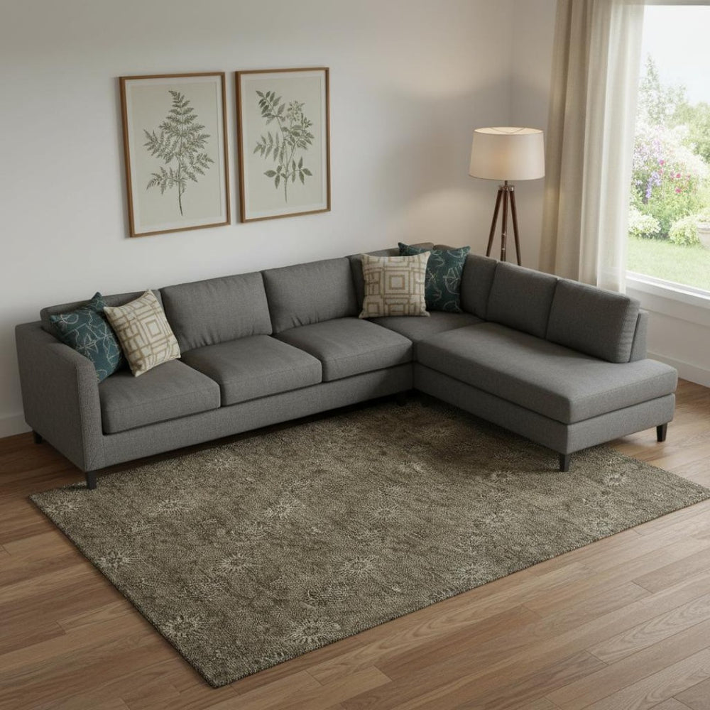 HomeRoots 8' X 10' Brown and Beige Floral Area Rug - Washable, UV-Protected, Perfect for High-Traffic Spaces 665312