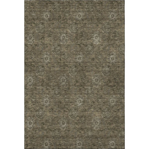 HomeRoots 8' X 10' Brown and Beige Floral Area Rug - Washable, UV-Protected, Perfect for High-Traffic Spaces 665312