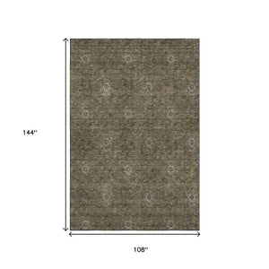 HomeRoots 9' X 12' Floral Area Rug - Brown & Beige, Washable, UV Protected, Stain Resistant for Busy Homes 665313