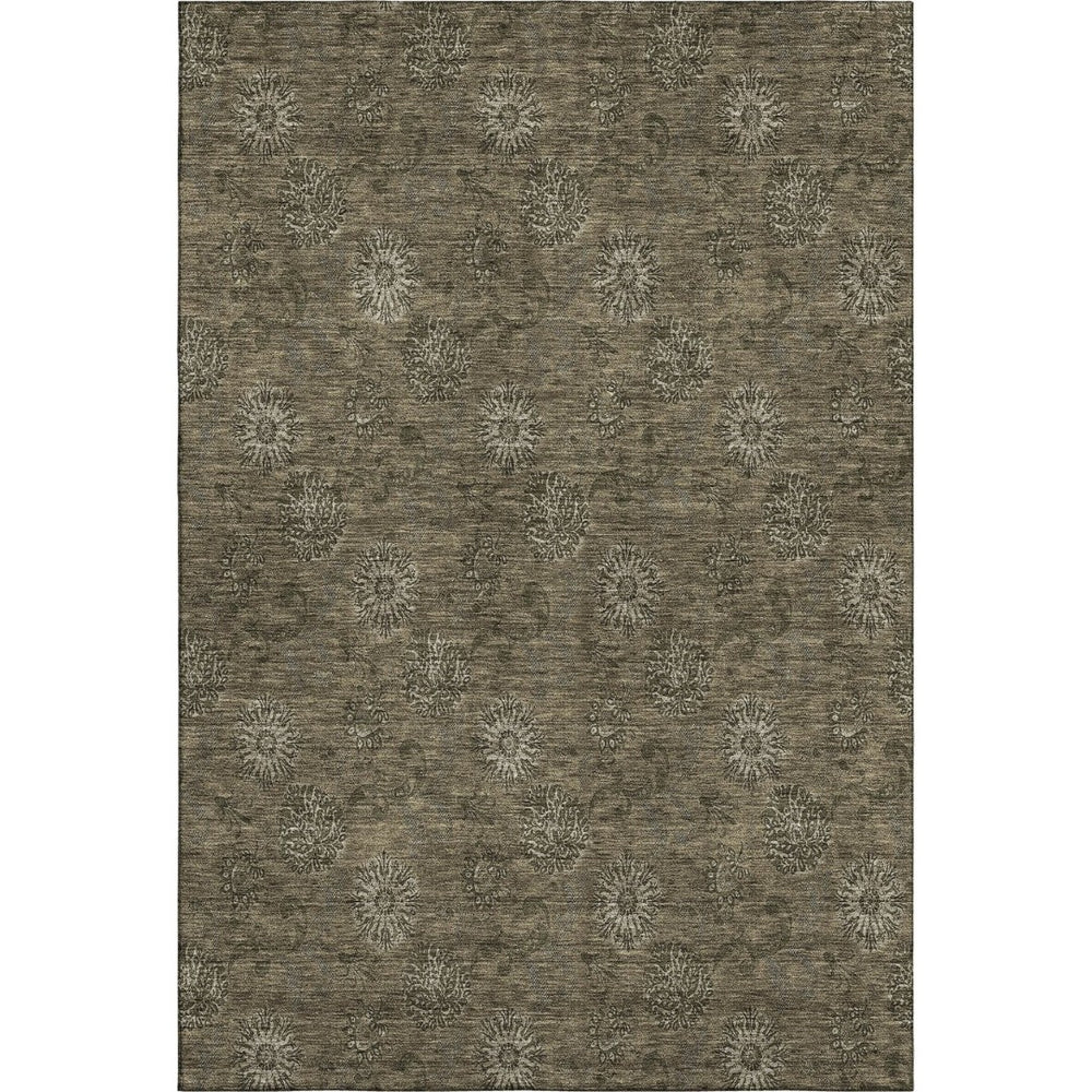 HomeRoots 9' X 12' Floral Area Rug - Brown & Beige, Washable, UV Protected, Stain Resistant for Busy Homes 665313