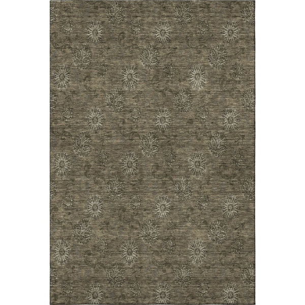 HomeRoots 9' X 12' Floral Area Rug - Brown & Beige, Washable, UV Protected, Stain Resistant for Busy Homes 665313