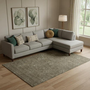 HomeRoots 10' Brown and Beige Floral Washable Area Rug - Durable, UV-Protected, Ideal for High-Traffic Homes 665314