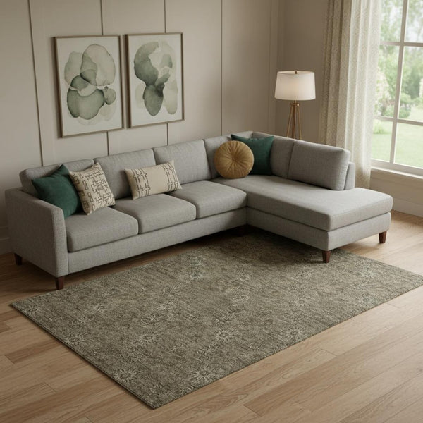HomeRoots 10' Brown and Beige Floral Washable Area Rug - Durable, UV-Protected, Ideal for High-Traffic Homes 665314