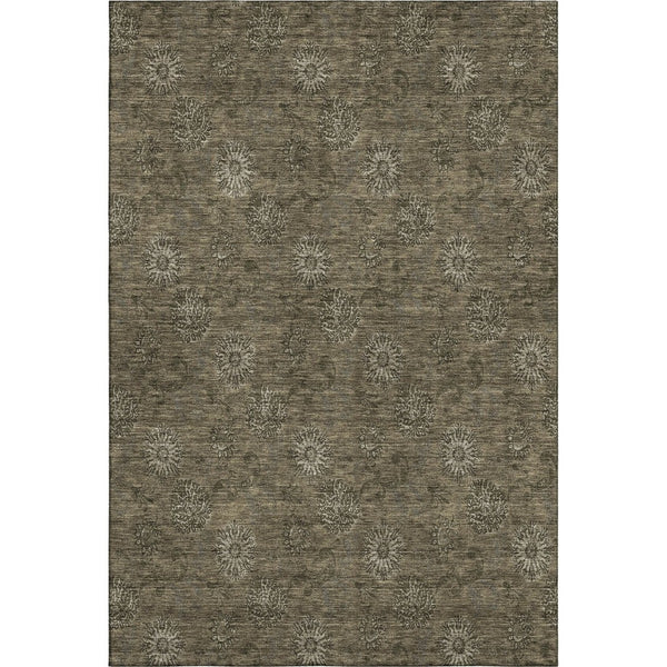 HomeRoots 10' Brown and Beige Floral Washable Area Rug - Durable, UV-Protected, Ideal for High-Traffic Homes 665314