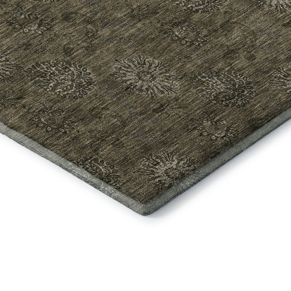 HomeRoots 10' Brown and Beige Floral Washable Area Rug - Durable, UV-Protected, Ideal for High-Traffic Homes 665314