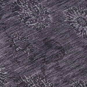HomeRoots 8' Washable Round Eggplant and Ivory Floral Area Rug with UV Protection - Durable & Stylish Design 665317